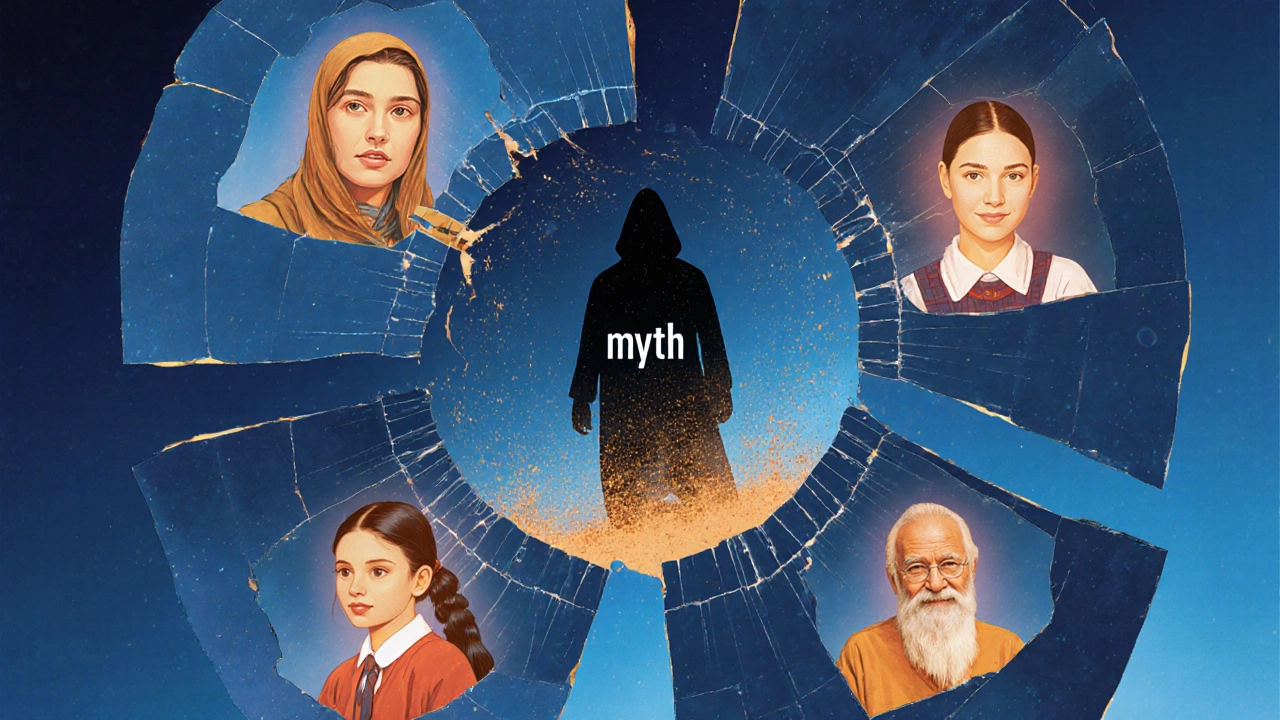 Разбитое зеркало отражает лица разных народов Азии, тень мифа рассыпается в пыль.