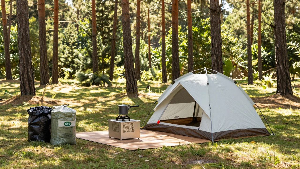 Эко-кемпинг с газовой плитой и палаткой
