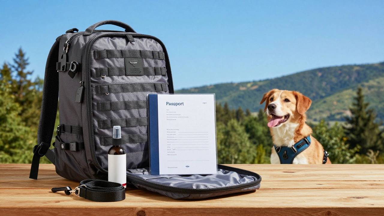 Рюкзак туриста с документами и поводком для питомца
