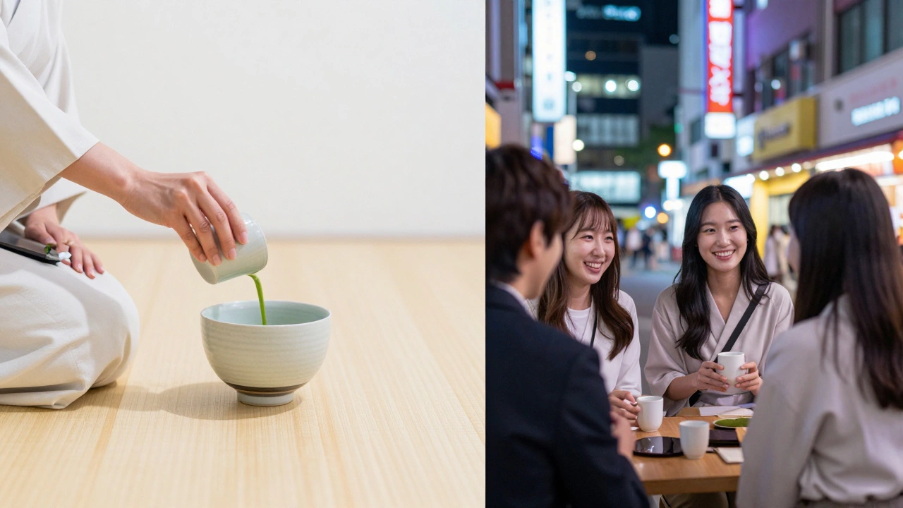 Контраст между традиционным японским гостеприимством и современной культурой Кореи