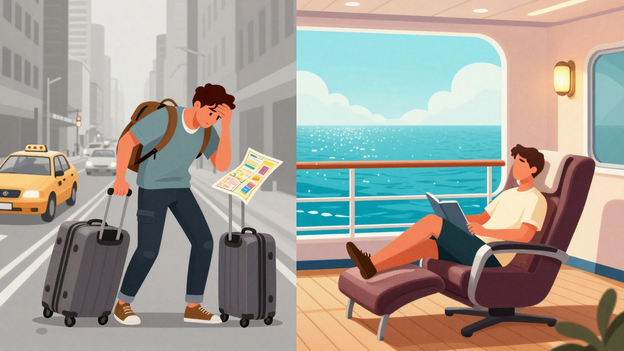 Сравнение стресса от обычного путешествия и комфорта отдыха на круизном корабле