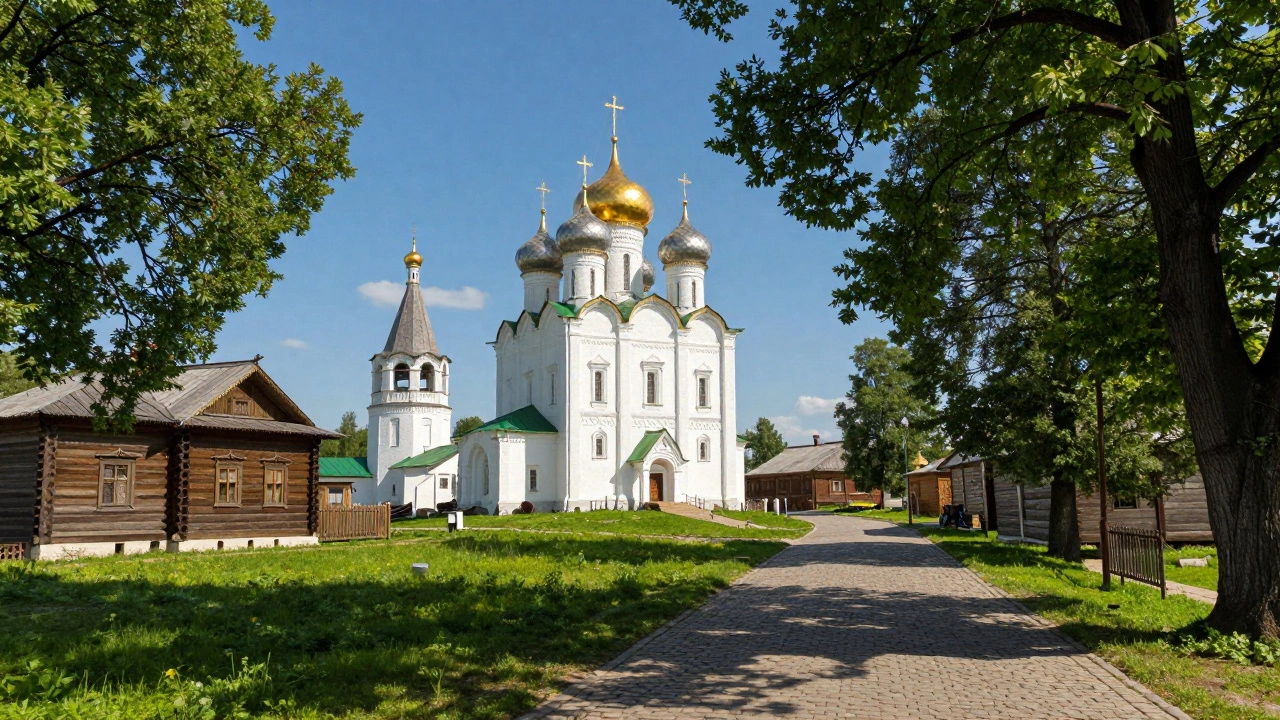 Белые храмы Суздаля среди зелени летнего Золотого кольца